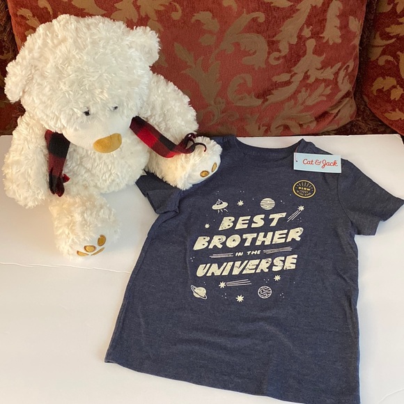 Cat & Jack boys T-shirt glow in the dark best brother tee navy s/s XS (4/5) - Picture 4 of 10
